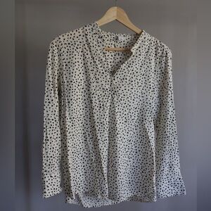 Old Navy Cream Blouse with Black Spot Print Size Small